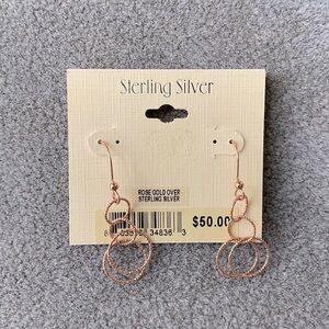 NWT Rose Gold over 925 Sterling Silver Dangle Earrings